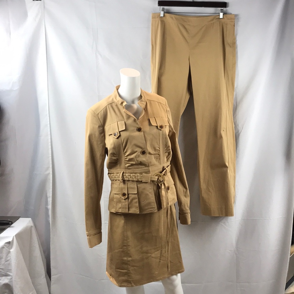 Eccoci 3pc. Pant/Skirt Jacket Sz.12/14 Tan